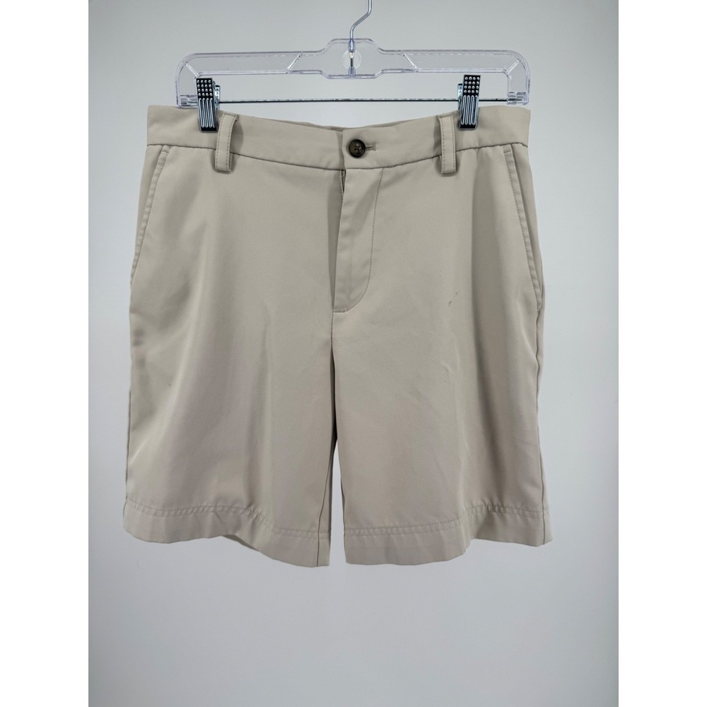 IZOD Saltwater Chino Shorts Mens‎ 31 Tan Khaki Flat Front Twill Casual Golf